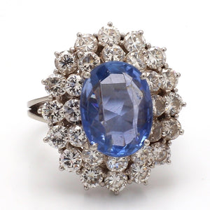 6.00ct Unheated Sapphire & Diamond Ring Sz. 7.5