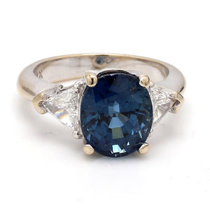 5.34ct Oval No Heat Thailand Sapphire and Diamond Ring Sz. 5.5