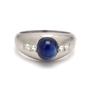 Shreve & Co. Double Cabochon Unheated Sapphire and Diamond Ring Sz.7.25