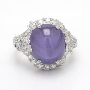 15.00ct Cabochon Purple Star Sapphire and Diamond Ring