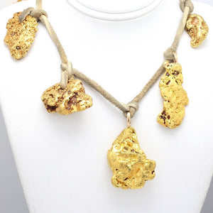 24K Natural Nugget Yellow Gold Necklace