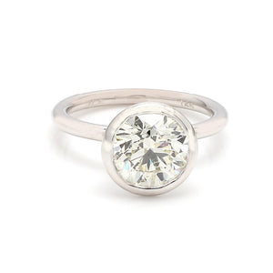 2.16ct Round Brilliant Diamond Bezel Set Solitaire Ring