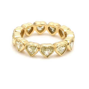 3.40ctw Fancy Yellow Heart Cut Diamond Eternity Band