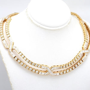 18K Yellow Gold Graff Necklace with Baguette & Round Brilliant Cut Diamonds