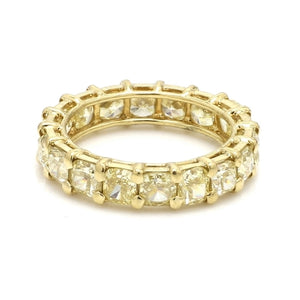 18K Yellow Gold Ring with Fancy Yellow Intense Cushion Cut Diamonds