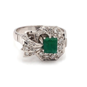 Estate Ring with Emerald and Diamonds