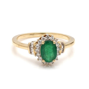 10K Yellow Gold Emerald and Diamond Ring