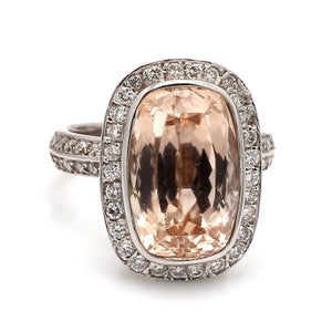 14K White Gold Cushion Cut Morganite Ring Size 6.5