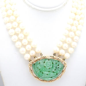 Pearl and Jade Gold Necklace