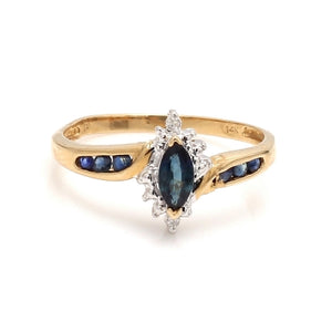 14K Yellow and White Gold Sapphire Ring