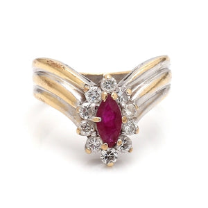 14K White Gold Ruby and Diamond Ring Size 6.25