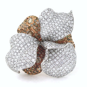 9.921ctw Round Brilliant Cut Two-Tone Diamond Floral Pave Ring