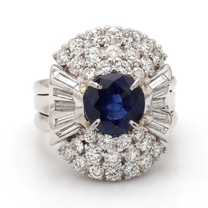 Blue Sapphire & Diamond Estate Ring Sz. 6.5