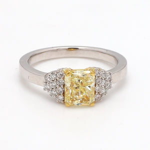 1.44ct Fancy Yellow Diamond and Two-Tone Gold Ring Sz. 6.5